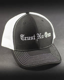 Trust No One Black with white stitching Lettering Trucker Mesh Snap Back Snapback Hat Cap Ballcap 