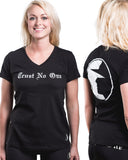 Women's Face of Trust No One V-Neck T-Shirt - Black