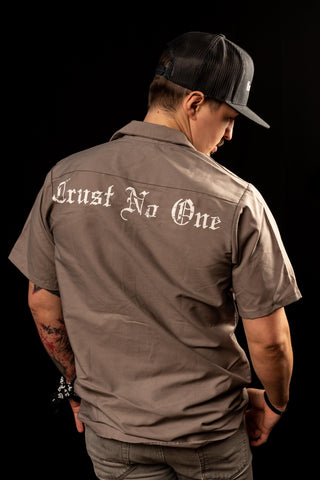 Trust No One Mechanic Shirt - Grey