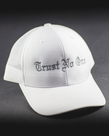 Trust No One White Grey Lettering Sticking Trucker Mesh Snap Back Snapback Hat Cap Ballcap 