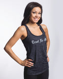 Women's Burnout Racerback Tank Top - Black Tank Top Trust No One Clothing