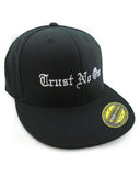 Black Trust No One Structured Flat Bill Flexfit Hat