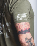 Trust No One clothing apparel MOLON LABE Black Graphic Crew Neck - Olive Drab Green