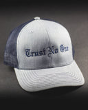 Trust No One Grey and Royal Blue Lettering Sticking Trucker Mesh Snap Back Snapback Hat Cap Ballcap 