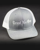 Trust No One Grey White Lettering Sticking Trucker Mesh Snap Back Snapback Hat Cap Ballcap 