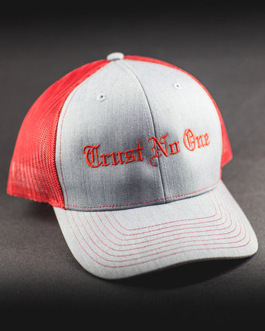 Trust No One Red gray grey Trucker Mesh Snap Back Snapback Hat Cap Ballcap 