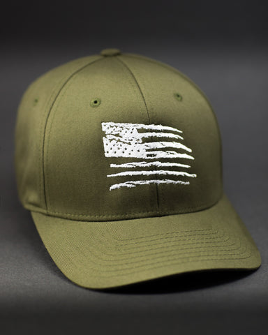 Trust No One Flexfit Curved Bill Old Glory American Flag Hat TN1 TNO TrustNoOne Olive Drab Green Military