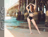 Trust No One TN1 TrustNoBody TrustNoOne TNO Anybody Don't Anyone Model Babe Poster Bikini booty sexy Pier ocean shorts bootyshorts ass Victoria's Secret Bikini VS Fitness Skinny Ass