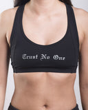 Women's Trust No One Black Mesh Back Sports Bra Workout Gear Gym Apparel Fitness Clothing TN1 TrustNoOne TNO TrustNo1