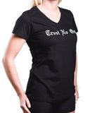 Women's Face of Trust No One V-Neck T-Shirt - Black