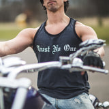Men's Face of Trust No One Burnout Tank Top - Charcoal Black