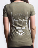 Women's Molon Labe Graphic Crew Neck - Olive Drab Green M16 AR15 Gun Rights Merica America TN1 TNO TrustNoOne TrustNo1
