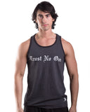 Men's Charcoal Burnout Injected Tank Top Shirt Tanktop Trust No One TrustNoOne TrustNo1 TN1 TNO WifeBeater Wife beater Workout clothing lifting gear gym apparel