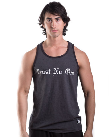 Men's Charcoal Burnout Injected Tank Top Shirt Tanktop Trust No One TrustNoOne TrustNo1 TN1 TNO WifeBeater Wife beater Workout clothing lifting gear gym apparel