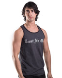 Men's Charcoal Burnout Injected Tank Top Shirt Tanktop Trust No One TrustNoOne TrustNo1 TN1 TNO WifeBeater Wife beater Workout clothing lifting gear gym apparel