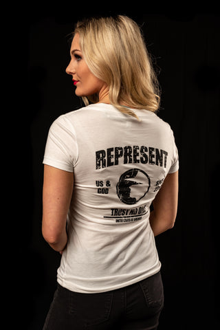 Women's Represent Graphic V-Neck - White