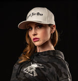 Trust No One Structured Curved Bill Flexfit Hat - White