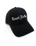 Trust No One Two Toned Black Snap Back Curved Bill Hat
