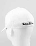 Trust No One Structured Flat Bill Hat - White